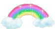 a pixel rainbow with clouds